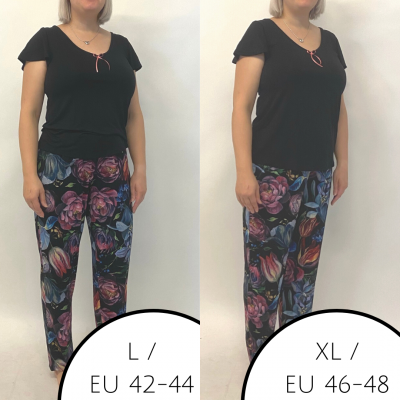  Ingrid Pyjama Set Black Floral 2 piece pyjama set S/34-36 - 2XL/50-52 