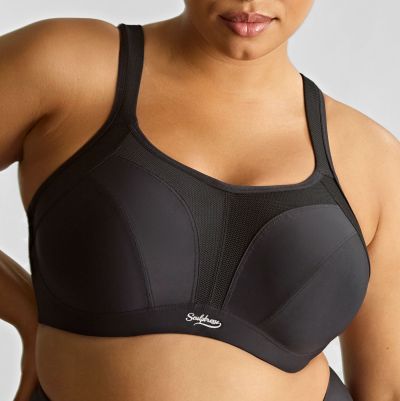 Sculptresse by Panache 9441 Activate UW Non-Padded Sports Bra Black Underwired, non-padded sports bra with racerback option 75-105, D-O SCU-9441-BLK