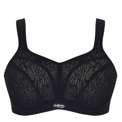 Sculptresse by Panache 9441B Activate UW Non-Padded Sports Bra Black Lace & Chalk Underwired, non-padded sports bra with racerback option. 75-105, D-O SCU-9441B-BLC