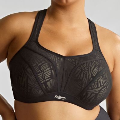 Sculptresse by Panache 9441B Activate UW Non-Padded Sports Bra Black Lace & Chalk Underwired, non-padded sports bra with racerback option. 75-105, D-O SCU-9441B-BLC