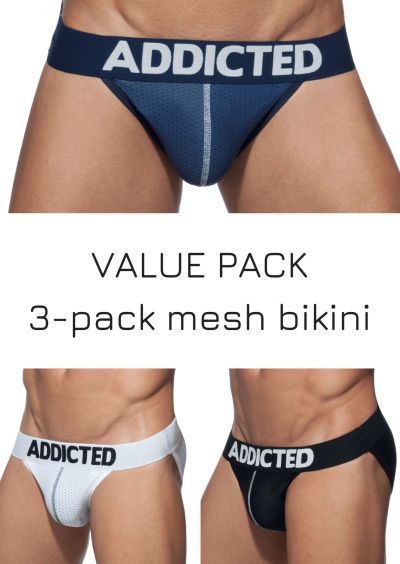 Addicted Mesh bikini 3-pack Bikini brief 80% Polyamide, 15% Elastane, 5% Cotton S-3XL AD679P