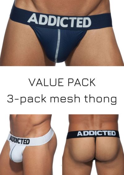 Addicted Mesh thong 3-pack Thong 80% Polyamide, 15% Elastane, 5% Cotton S-3XL AD732P