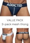 Addicted Mesh thong 3-pack-thumb Thong 80% Polyamide, 15% Elastane, 5% Cotton S-3XL AD732P