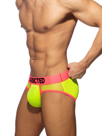 Addicted Neon mesh brief yellow Brief 70% Polyamide, 20% Polyester, 10% Elastane S-3XL AD1218_31