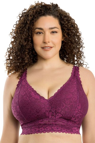 Parfait Lingerie Adriana NW Lace Bralette Blackberry Non-wired, non-padded lace bralette with convertible straps. 65-90, D-H P5482-BLY