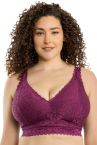 Parfait Lingerie Adriana NW Lace Bralette Blackberry-thumb Non-wired, non-padded lace bralette with convertible straps. 65-90, D-H P5482-BLY
