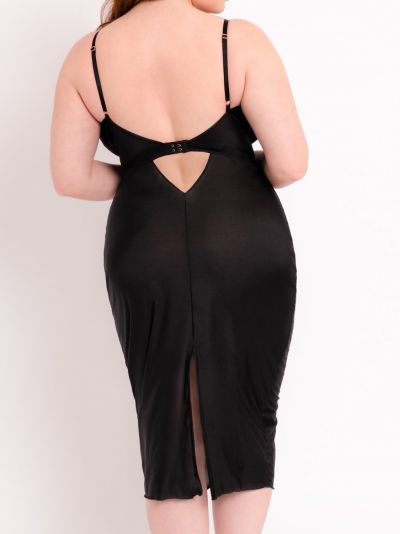 Scantilly by Curvy Kate After Hours Lace Slip Dress Black Nonwired slip dress with adjustable straps to fit DD-HH cups S-XL SN-025-326-BLK