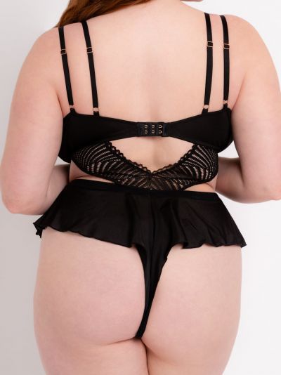 Scantilly by Curvy Kate After Hours Lace Teddy Black Nonwired lace teddy with adjustable straps to fit DD-HH cups S-XL SN-025-327-BLK