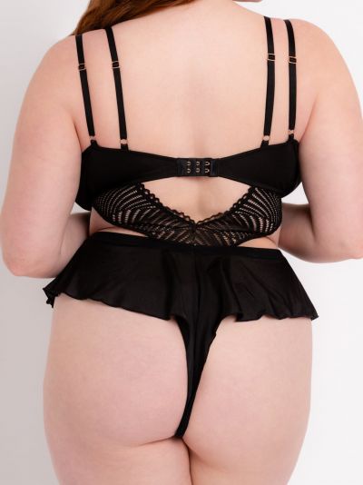 Scantilly by Curvy Kate After Hours Lace Teddy Black Nonwired lace teddy with adjustable straps to fit DD-HH cups S-2XL SN-025-327-BLK