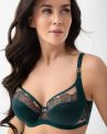 Gorsenia Aisha UW Soft Side Support Bra - Pine Green-thumb Underwired, non-padded soft side support bra with embroidery. 70-95, D-M G034