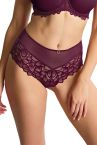 Panache Allure Deep Brief - Plum-thumb Mid high stretch lace briefs. 36-46 10764-PLM