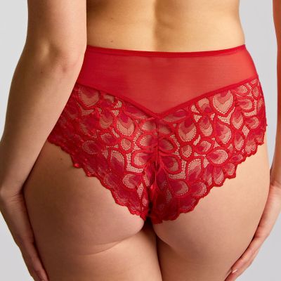 Panache Allure Deep Brief - True Red Mid high stretch lace briefs. 36-46 10764-TRU