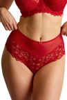 Panache Allure Deep Brief - True Red-thumb Mid high stretch lace briefs. 36-46 10764-TRU