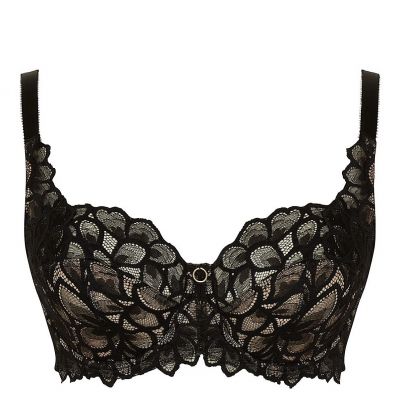 Panache Allure Full Cup Bra Black & Latte Underwired non-padded full cup lace bra. 65-90, D-M 10765-B&L