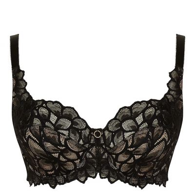 Panache Allure Full Cup Bra Black & Latte Underwired non-padded full cup lace bra. 65-90, D-J 10765-B&L