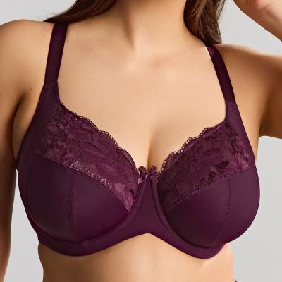 Sculptresse by Panache Amara UW Full Cup Bra - Plum Underwired non-padded full cup bra with stretch top cup. 75-105, E-O 11265-PLM