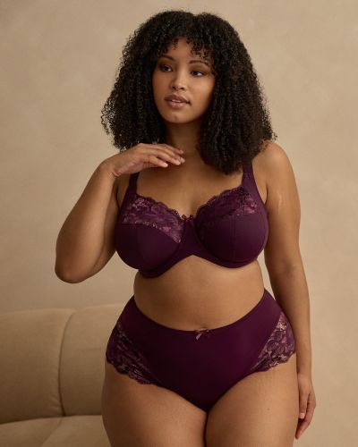 Sculptresse by Panache Amara UW Full Cup Bra - Plum Underwired non-padded full cup bra with stretch top cup. 75-105, E-O 11265-PLM