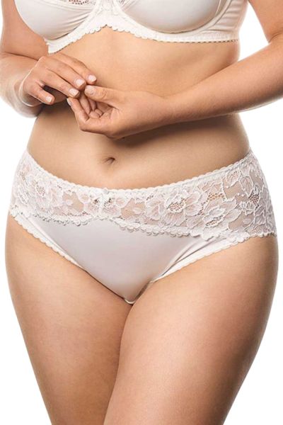 Plaisir Annette Midi Briefs - Whisper White Mid high briefs to match your Annette bra. 40-54 402-5/WHI