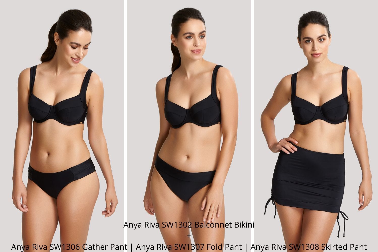 Panache Swimwear Anya Riva Swimsuit Black  Lumingerie bras and underwear  for big busts