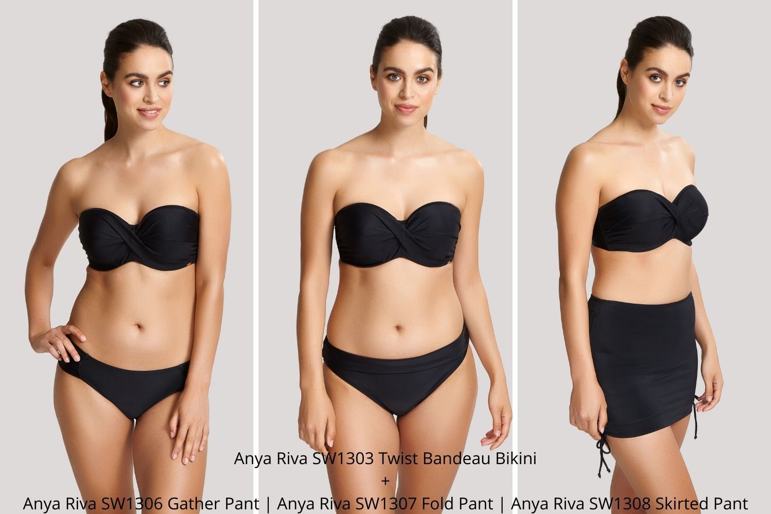Panache Swimwear Anya Riva Twist Bandeau Black | Lumingerie bras and underwear for big busts