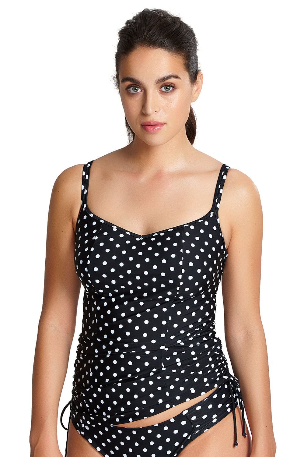Panache Swimwear Anya Spot Tankini Black White Lumingerie bras and