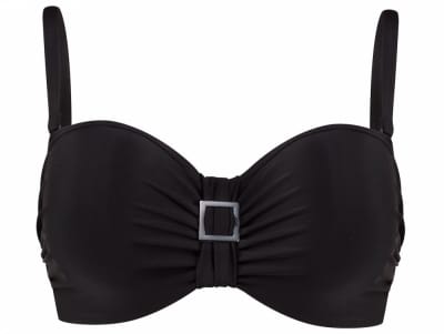 Panache Swimwear Anya Bandeau Bikini Top Black Underwired, strapless padded bandeau bikini top 65-85 DD-H SW0883