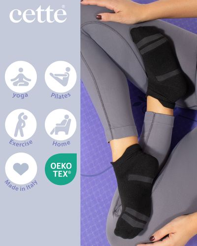 Cette Asana Yoga and Pilates Ancle Socks - Black   151-902