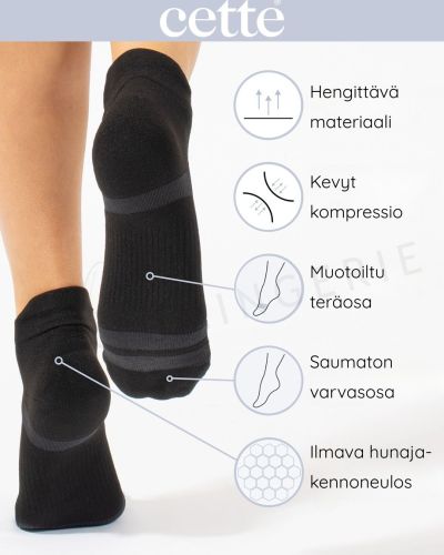 Cette Asana Yoga and Pilates Ancle Socks - Black   151-902