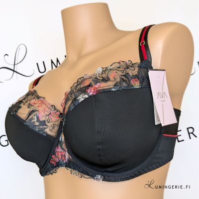 Ava Lingerie Intense UW Semi Soft Bra Black Underwired, half padded balcony bra. 65-105, D-L AV2121-BLK