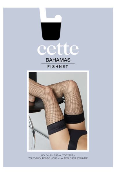 Cette Bahamas Hold Up Stockings Black Silicone free stockings with reinforced top. S-3XL 312-902