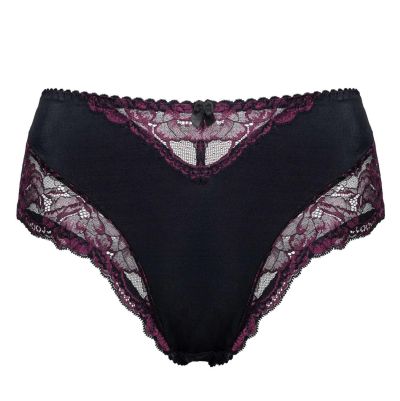 Plaisir Beate Midi Briefs Black & Merlot Mid high briefs to Beate range. 42-54 144-32/MRL