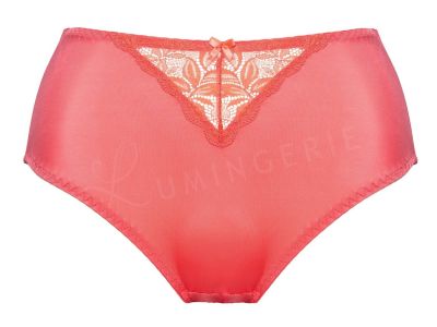 Plaisir Beate Maxi Briefs Coral Normal high waist brief with lace at front. 42-54 148-COR