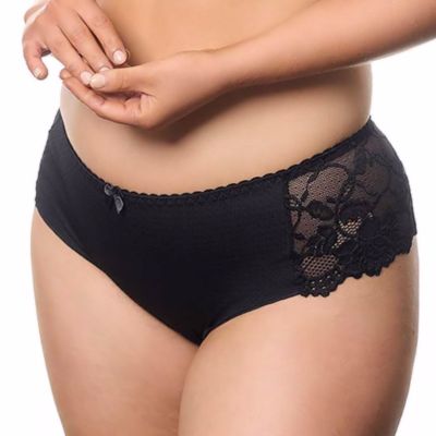 Plaisir Beate Brazilian Black Brazilian briefs with stretch lace back. 42-54 447-11-1-1/BLK