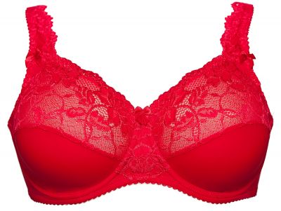 Plaisir Beate UW Full Cup Bra Red Underwired, non padded, stretch lace full cup bra 80-110 D-H 619431-4/RED