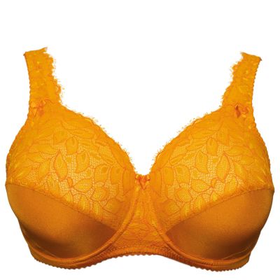 Plaisir Beate Full Cup Bra Flame Orange Underwired, non padded, stretch lace full cup bra 80-110 D-H 619431-FLE
