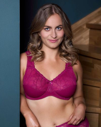 Plaisir Beate UW Full Cup Bra - Rose Underwired, non padded, stretch lace full cup bra. 80-110 D-H 619431-14/ROS