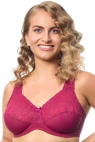 Plaisir Beate UW Full Cup Bra - Rose Underwired, non padded, stretch lace full cup bra. 80-110 D-H 619431-14/ROS