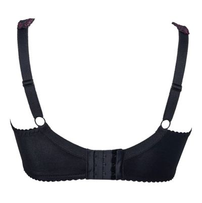 Plaisir Beate Full Cup Bra Crystal Black & Merlot Underwired, non padded, stretch lace full cup bra. 80-110 D-H 619431-32/MRL