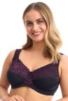 Plaisir Beate Full Cup Bra Crystal Black & Merlot-thumb Underwired, non padded, stretch lace full cup bra. 80-110 D-H 619431-32/MRL