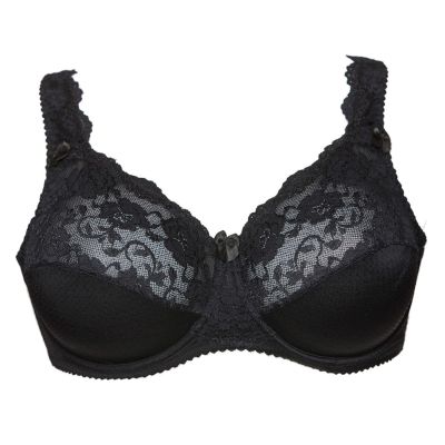 Plaisir Beate UW Full Cup Bra Black Underwired, non padded, stretch lace full cup bra. 80-110, D-I 619431-1/BLK