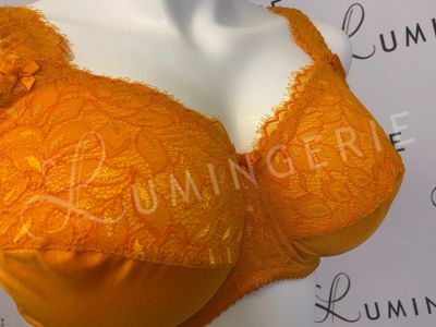 Plaisir Beate Full Cup Bra Flame Orange Underwired, non padded, stretch lace full cup bra 80-110 D-H 619431-FLE