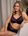 Plaisir Beate Full Cup Bra Crystal Black & Merlot-thumb Underwired, non padded, stretch lace full cup bra. 80-110 D-H 619431-32/MRL