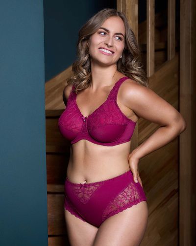 Plaisir Beate UW Full Cup Bra - Rose Underwired, non padded, stretch lace full cup bra. 80-110 D-H 619431-14/ROS