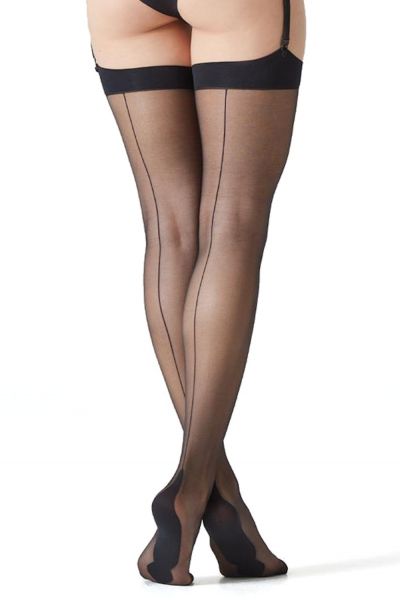 Cette Berlin Seam Stockings Black 15 den Silicone free stockings with seam at the back. S-4XL 328-12-902
