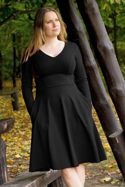 Urkye Bermuda Dress with Full Sleeves Black Pocketed french terry dress with full length sleeves 36-46 1/2 & 2/3 SU-017-CZA-2021