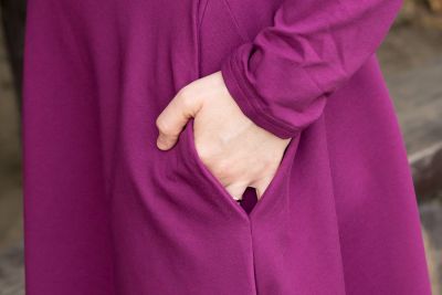 Urkye Bermuda Dress with Full Sleeves Purple Magenta Pocketed french terry dress with full length sleeves 36-46 1/2 & 2/3 SU-017-FIO-2021