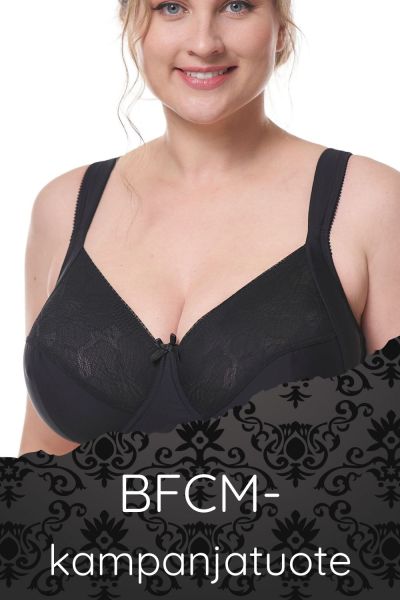Plaisir Lisa Full Cup Bra Black Underwired, non padded, stretch lace full cup bra. 80-110, D-I 1125-1/BLK