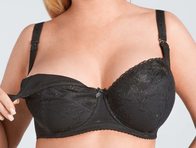 Nessa Blackberry Soft UW Nursing Bra Black Underwired soft cup drop cup nursing bra 65-95, E-R N019-504