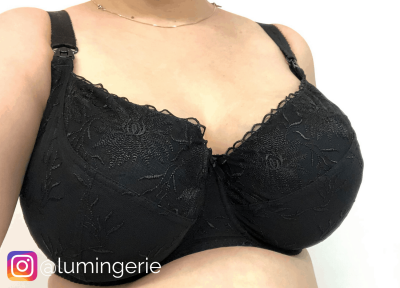 Nessa Blackberry Soft UW Nursing Bra Black Underwired soft cup drop cup nursing bra 65-95, E-R N019-504