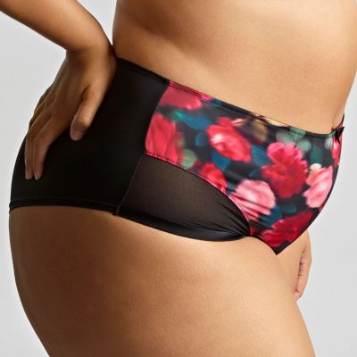 Sculptresse by Panache Bliss Deep Brief Rose Print Normal rise, high leg brief. L/40 - 5XL/50 10682A-ROSE
